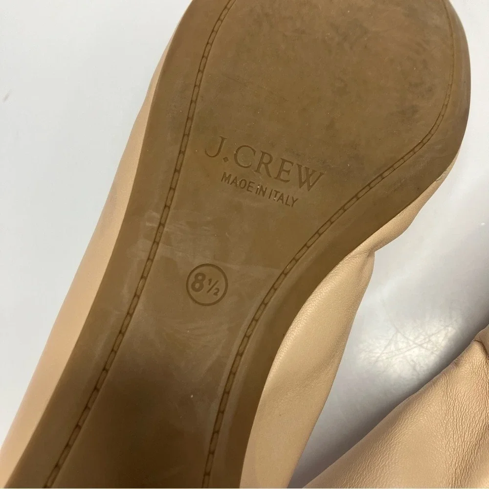 J. Crew cream‎ leather ballet flats made in Italy gold studded size 8.5